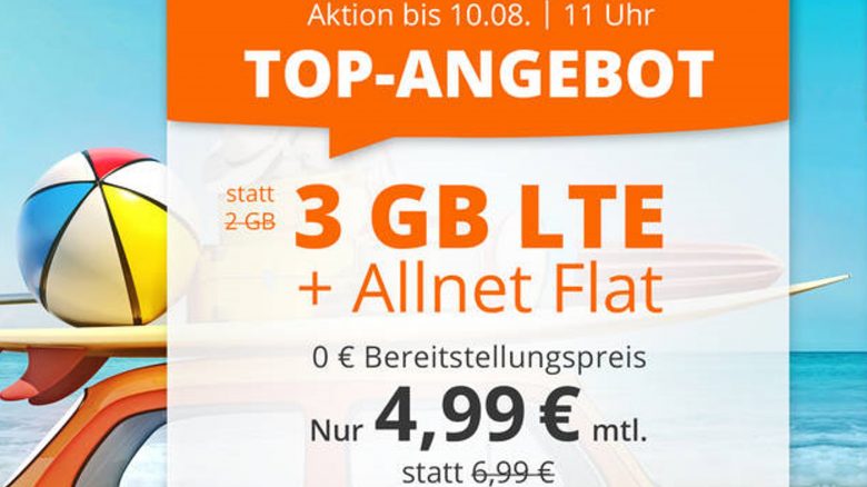 Günstiger Handytarif mit Flatrate & 3 GB LTE aktuell nur 4,99 € bei Sim.de