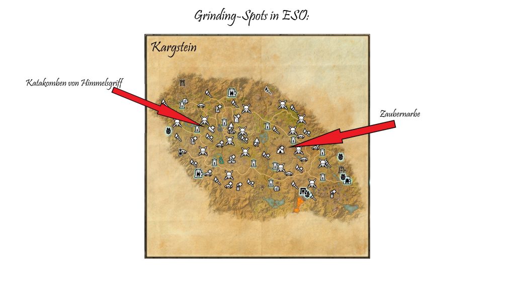 ESO Kargstein Karte Grinding Spots
