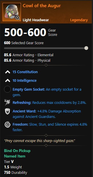 New World Augur Kopf