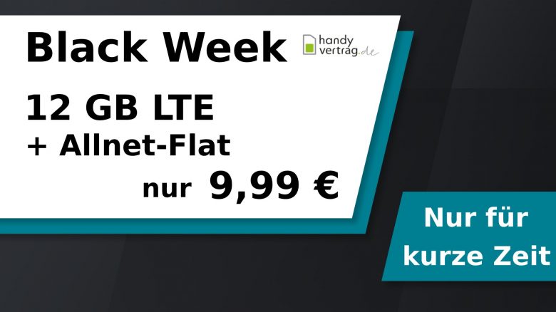 Black Week: 12 GB Datenvolumen + Flat für nur 9,99 Euro mtl.