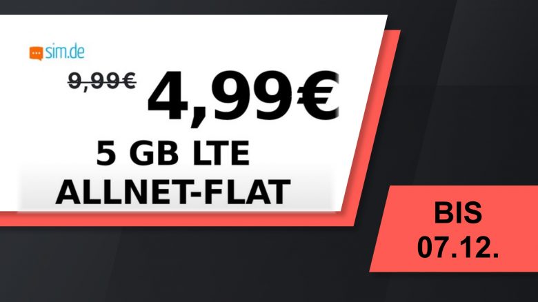 Nur 4,99 Euro im Monat: Handytarif mit Flatrate und 5 GB jetzt bei Sim.de
