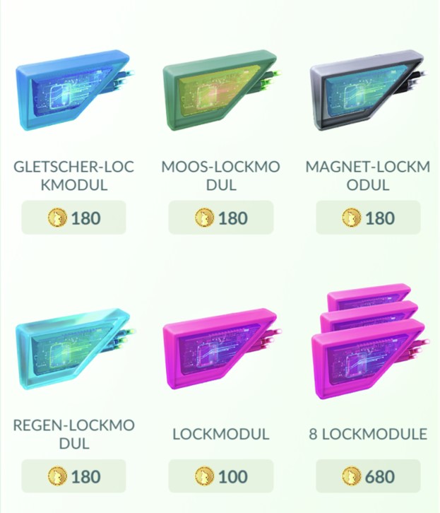 Pokémon GO Lockmodule Shop Übersicht
