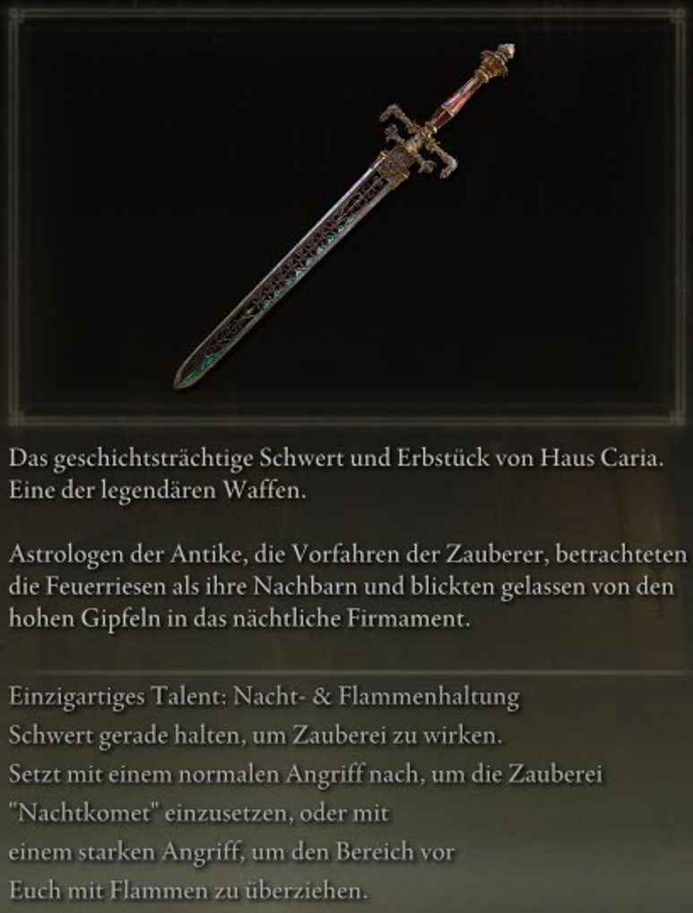 Description of Elden Ring Sword of Night and Flame