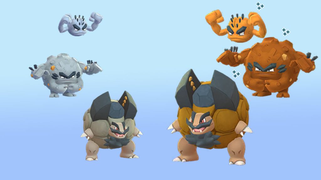 Pokémon-GO-Alola-Kleinstein-Georok-Geowaz-Shiny-Familie