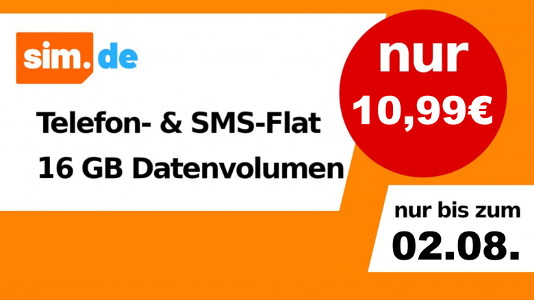 Günstiger Handytarif mit Flatrate und 16 GB jetzt zum Bestpreis im Angebot bei Sim.de
