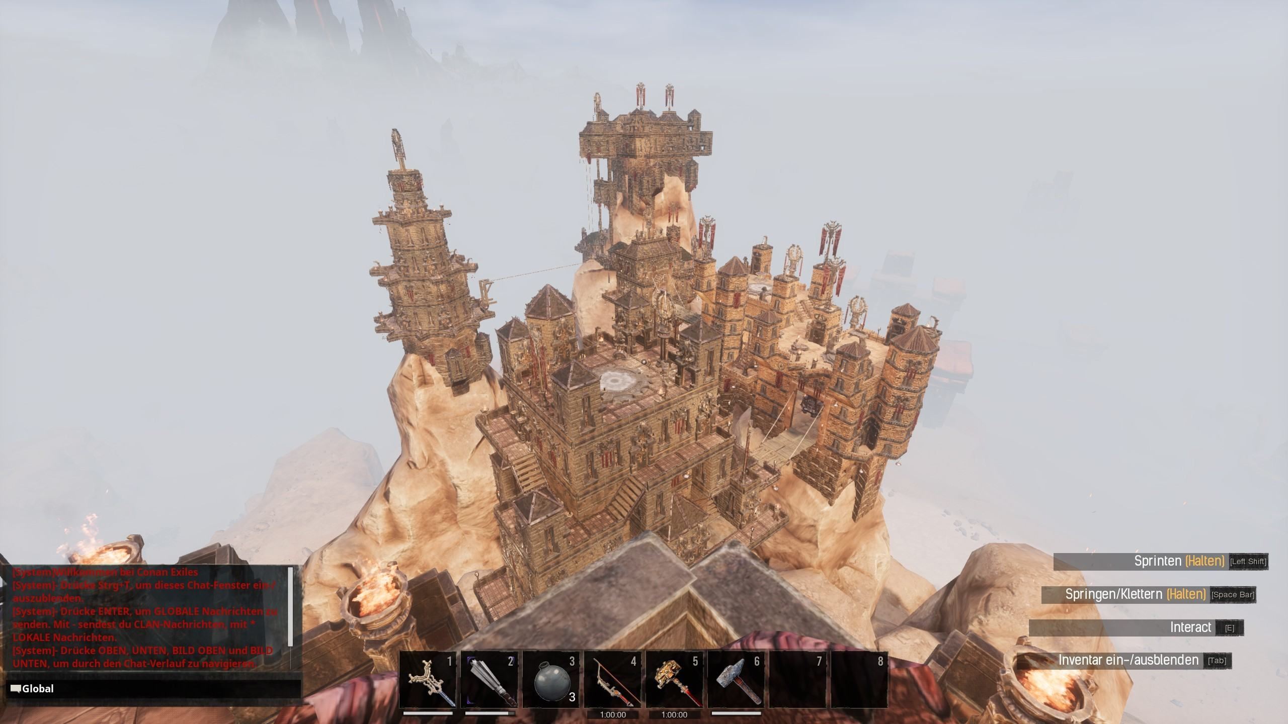 Conan Exiles Age of Sorcery Stadt mit neuen Bauteilen von oben