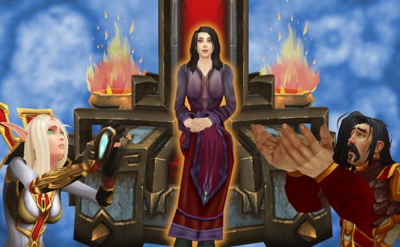 WoW Female Human on Throne begging titel title 1280x720