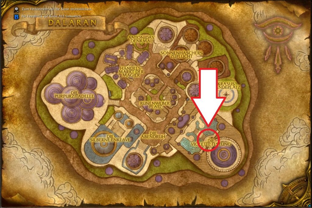 WoW WotLK Classic Map Dalaran Violette Festung Dungeon Eingang