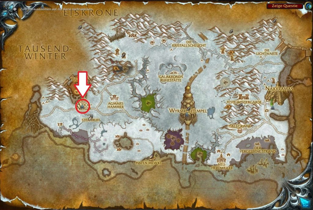 WoW WotLK Classic Map Drachenöde Azjol Nerub Dungeon Eingang