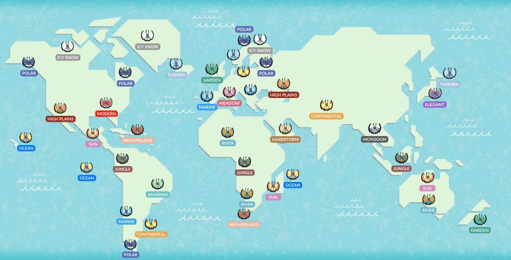 Pokémon GO Vivillon Karte Habitate Welt