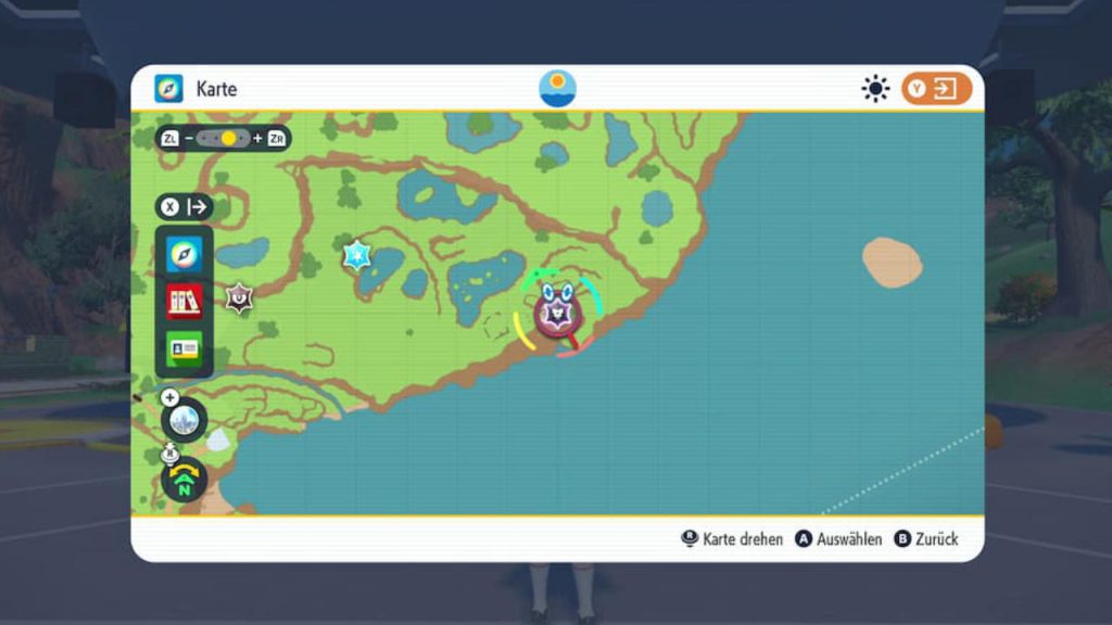 Pokémon Karmesin und Purpur Tera-Raid Symbol auf der Map