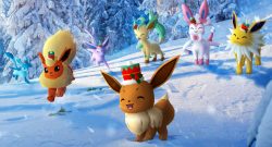 Titel Pokémon GO Winter-Feiertage Teil 2 Evoli mit Feiertags-Hut