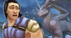 WoW human male looking at dragon statue titel title 1280x720