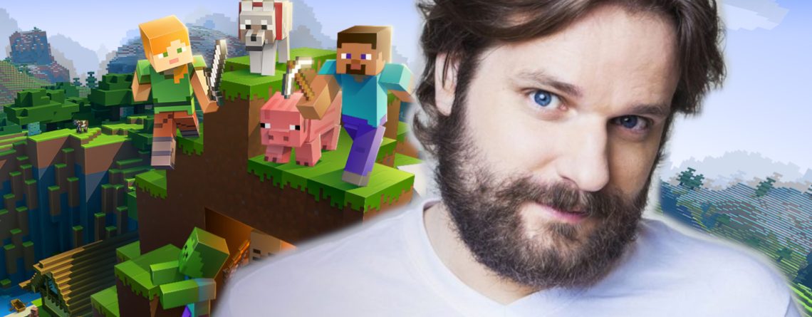 Gronkh mit Minecraft im Hintergrund