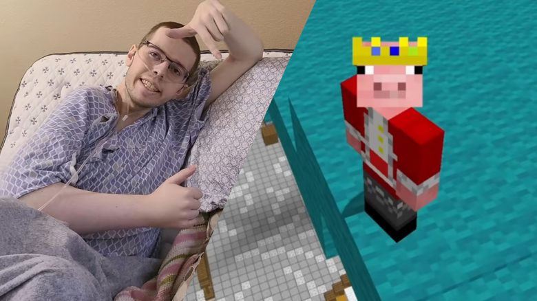 Ein Foto des verstorbenen YouTubers Technoblade und daneben ein Bild seines Minecraft-Avatars.