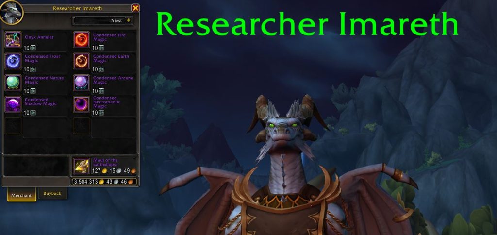 Onyxsockelring Guide Researcher Imareth