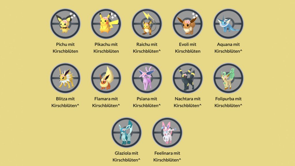 Pokémon-GO-Pikachu-Evoli-Kirschblüten