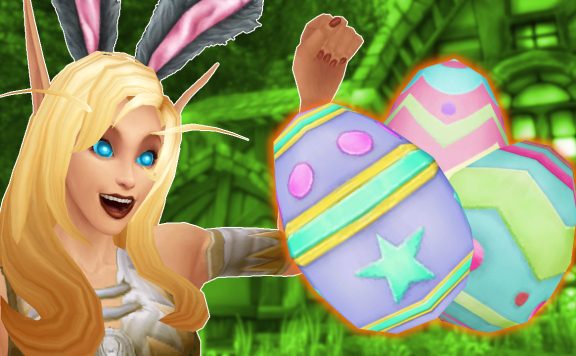 WoW Noblegarden Event Blood Elf with Bunny ears cheer titel title 1280x720