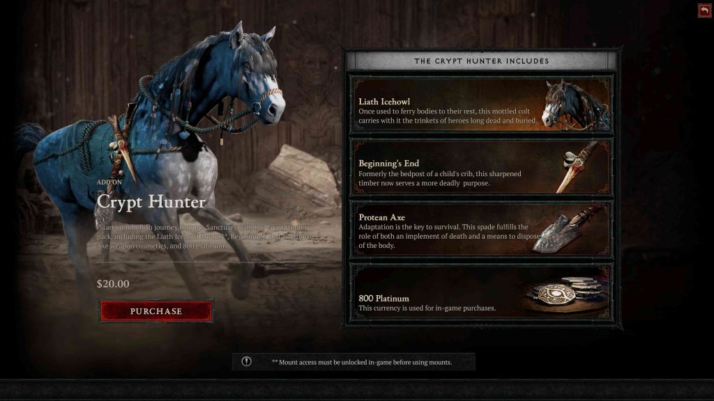 Diablo 4 Shop Pferd Add-Ons Crypt-Hunter