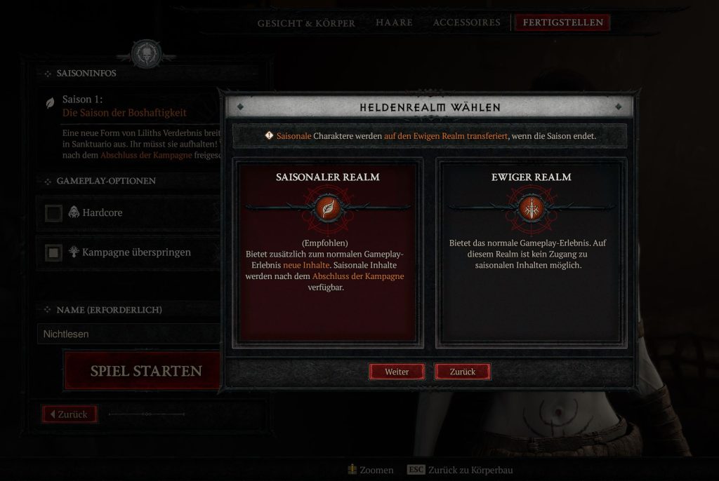 Diablo 4 Season Charakter erstellen