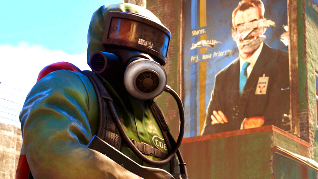 Rust Mann in Stadt mit Gewehr