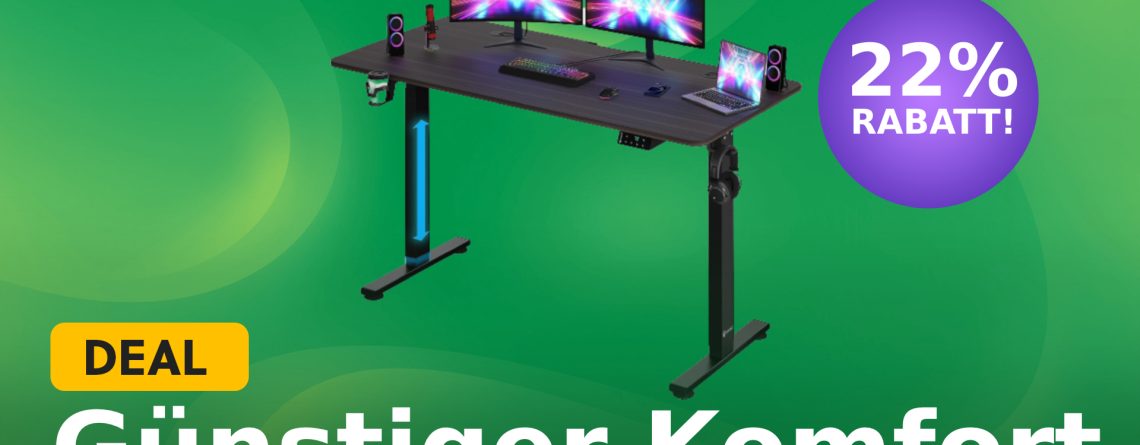Für lange Gaming-Sessions und optimales Arbeiten: Jetzt den elektrisch höhenverstellbaren Schreibtisch günstig bei Amazon kaufen