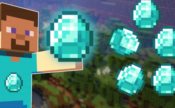 Minecraft Steve with diamonds titel title small