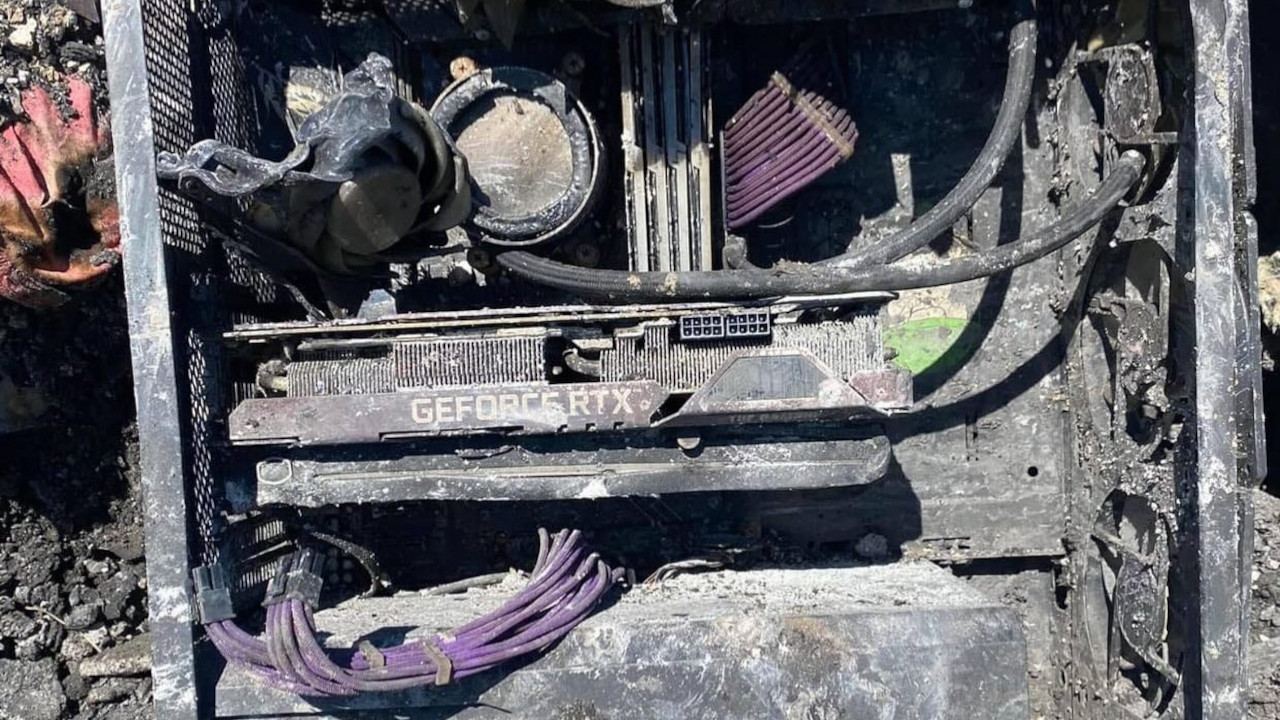 Service employee sees completely charred gaming PC of a customer, but one component has survived