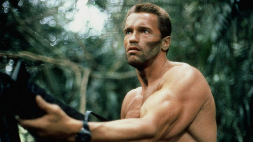 Arnold Schwarzenegger oberkörperfrei als Dutch in Predator