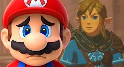Collage Mario traurig und Link
