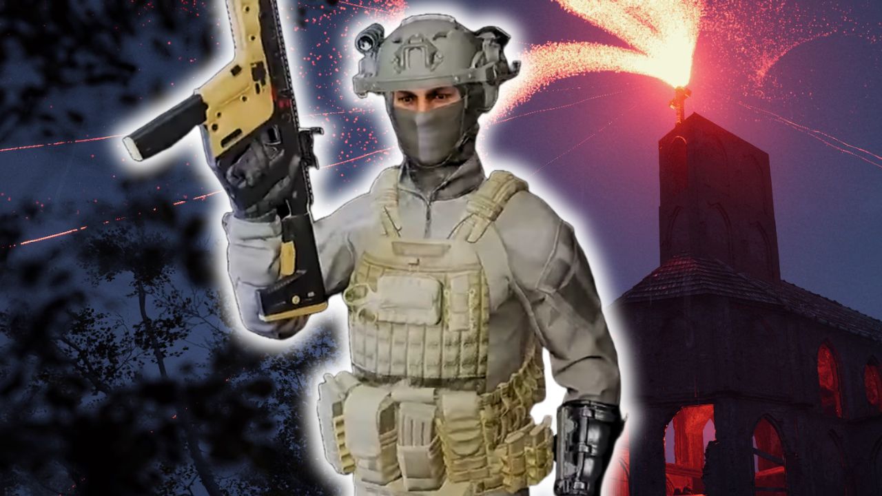 Steam: Heiß erwartetet Koop-Shooter erinnert an Ready or Not und Escape from Tarkov – Erscheint heute – Titelbild zeigt Contain Spielfigur im Militär Outfit mit Maschinenpistole in der Hand, im Hintergrund ist eine rot erleuchtete Kirche.