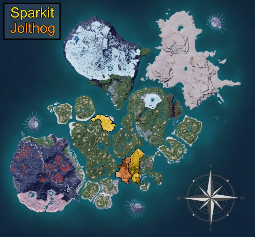 Palworld Map Sparkit und Jolthog