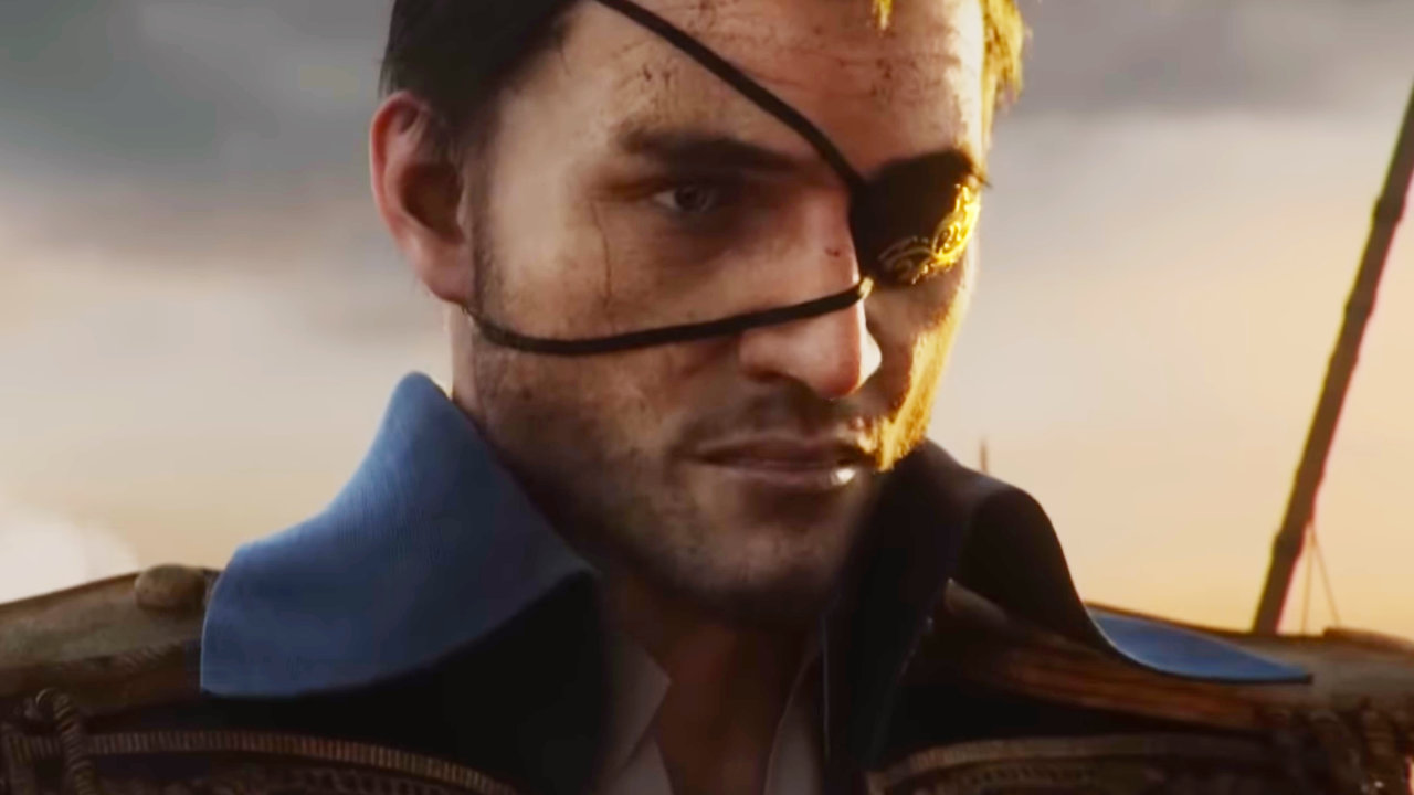 Skull and Bones, Screenshot Cinematic-Trailer, männlicher Pirat mit Augenklappe