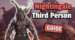 Nightingale Third Person aktivieren Titelbild zeigt Spielfigur und Aufschrift "Nightingale Third Person Guide"