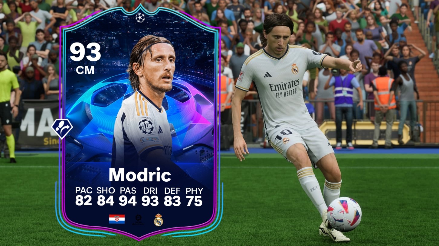 Titel EA FC 24 RTTK-Modric führt einen Außenristschuss aus