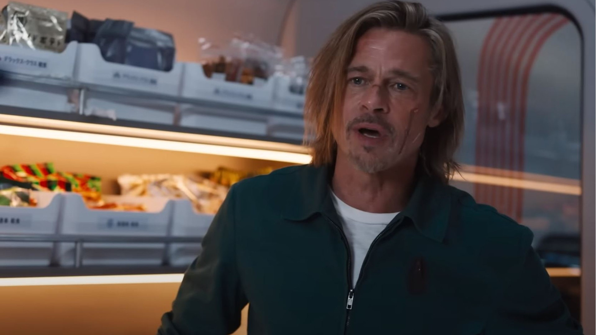 In the new film on Netflix, Brad Pitt gets on a train full of professional killers