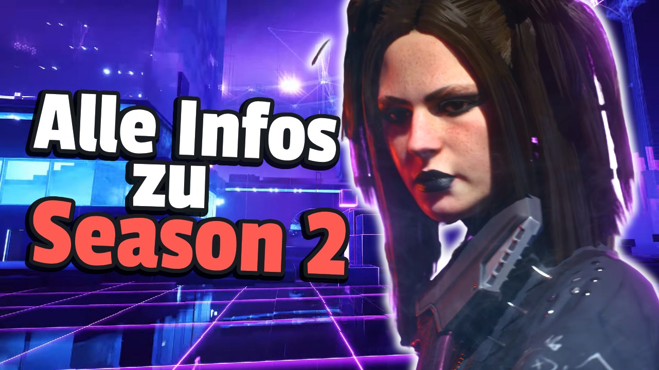 The Finals Season 2 - Alles zum Start, neuen Waffen und Skins Titelbild zeigt Spielcharakter mit neuen Skins neben Text: „Alle Infos zu Season 2“