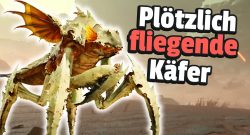 Spieler finden fliegende Käfer in Helldivers 2 doch der CEO widerspricht: „Jeder weiß, dass Käfer nicht fliegen können“ - Titelbild zeigt Käfer aus dem Spiel neben Text: „Plötzlich fliegende Käfer“