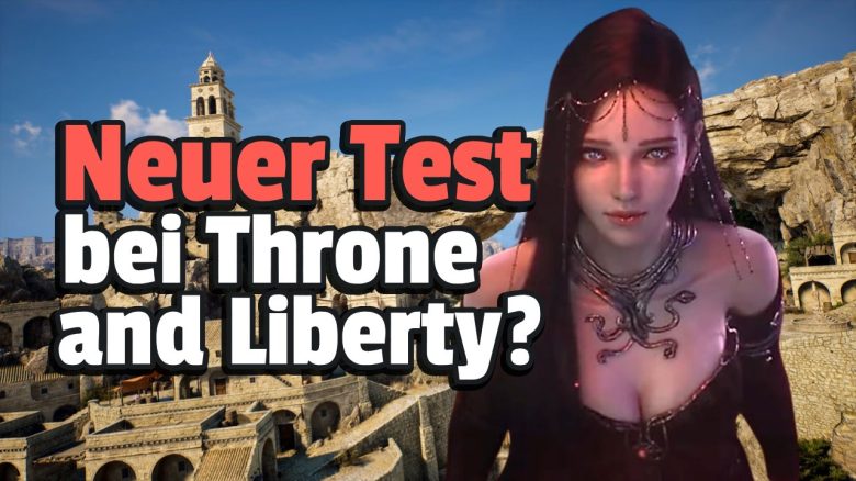 Das heiß erwartete MMORPG Throne and Liberty sendet nach 6 Monaten ein Lebenszeichen auf Steam - Titelbild zeigt Spielcharakter aus Throne and Liberty neben Text „Neuer Test bei Throne and Liberty?“