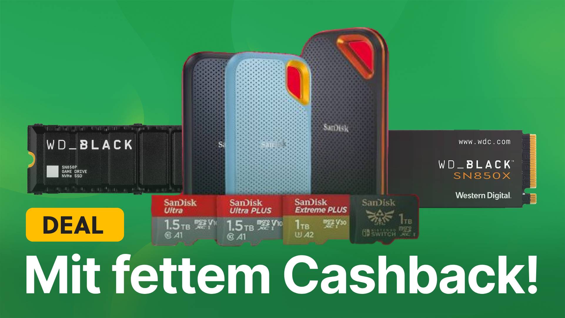 Kauft euch jetzt eine SSD für den PC, eure Switch oder zum Mitnehmen und sichert euch bis zu 50€ Cashback