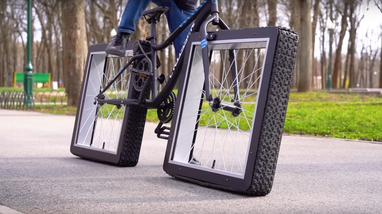 An engineer built a bicycle with square wheels and yes, it really works
