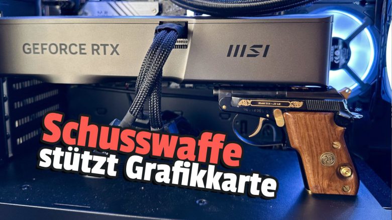 Spieler kauft sich für 1.400 Euro eine Grafikkarte, sichert sie mit einer echten Pistole in seinem Gaming-PC
