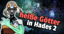 Hades 2 zeigt 3 Stunden neues Gameplay, doch die Community interessiert sich nur für heiße Götter - Titelbild zeigt Gottheit aus Hades 2 neben Text: "heiße Götter in Hades 2"