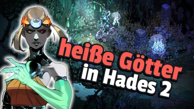 Hades 2 zeigt 3 Stunden neues Gameplay, doch die Community interessiert sich nur für heiße Götter - Titelbild zeigt Gottheit aus Hades 2 neben Text: "heiße Götter in Hades 2"