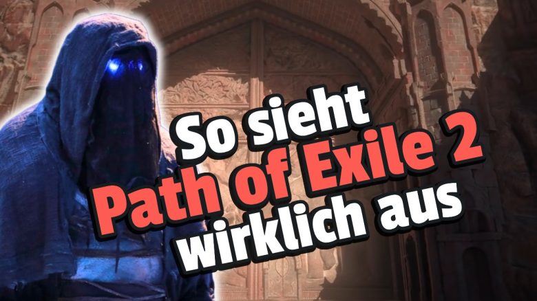 „Dieses Spiel wird mein Leben einnehmen“ - Spieler zeigt die ersten 2,5 Stunden pures Gameplay von Path of Exile 2 - Titelbild zeigt Cosplay eines Charakters aus Path of Exile neben Text: "So sieht Path of Exile 2 wirklich aus"
