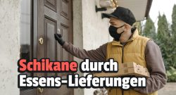 Symbolbild Pizza-Bote klopft an Tür