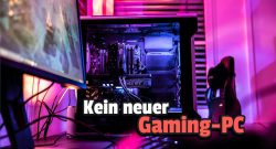 Titelbild Gaming-PC Unsplash mit Schrift