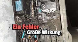 Titelbild ausgebrannter PC mit Text