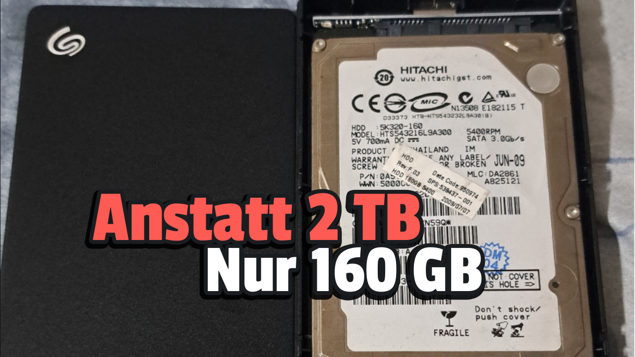 Spieler kauft sich für Gaming-PC eine neue HDD mit 2 TB, aber er kann er nur 160 GB nutzen