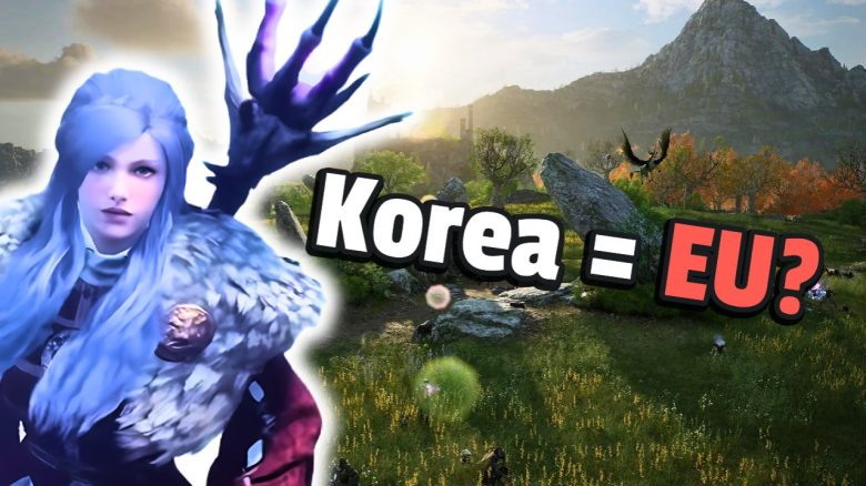 Spieler befragen Macher von Throne and Liberty zu Pay2Win und Bots, die Antworten machen ihnen Sorgen - Titelbild zeigt Spielcharakter neben Text: „Korea = EU?“